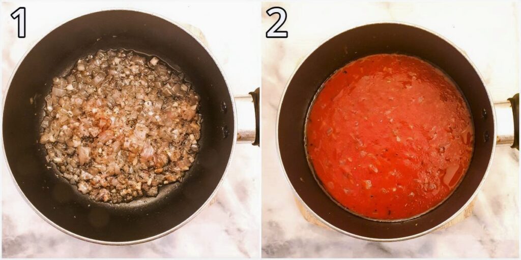 Steps for making the marinara sauce.