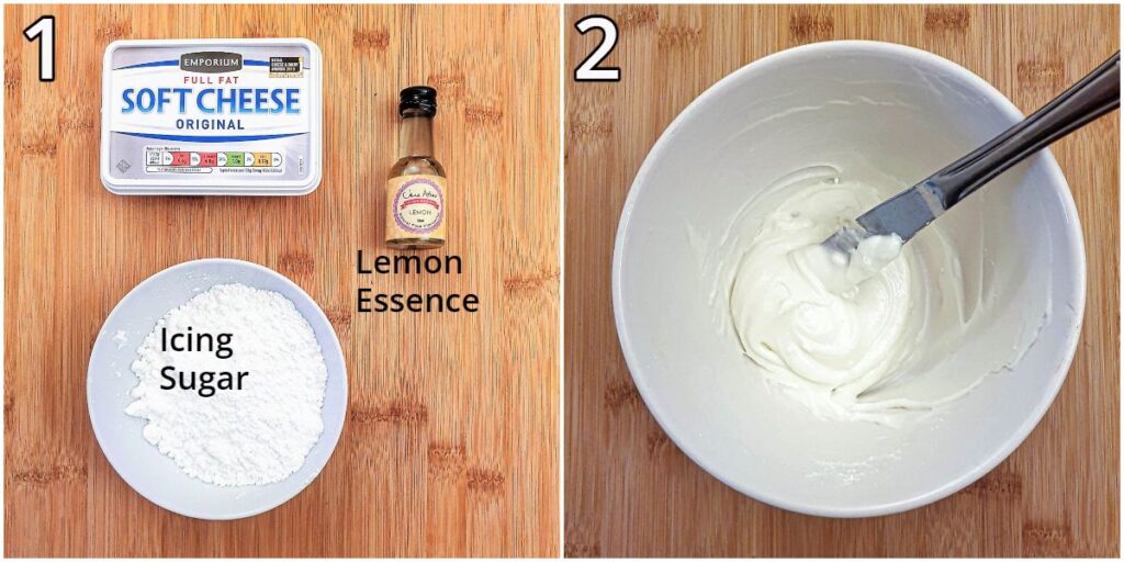 Ingredients and steps for making the frosting..