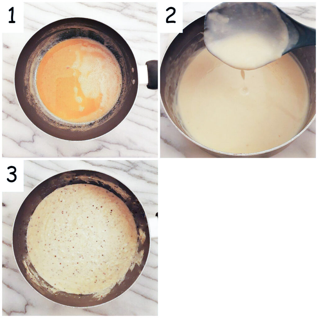 Steps for making honey mustard sauce.