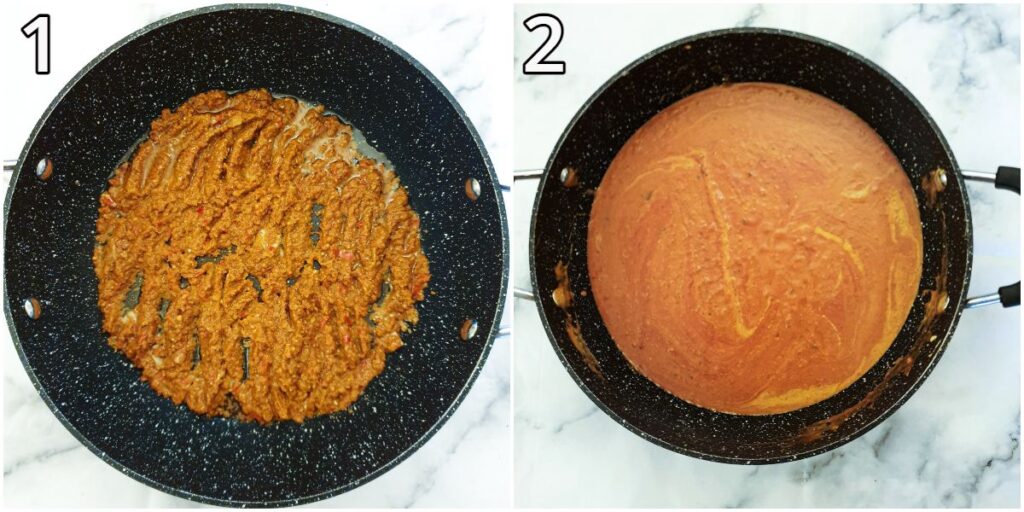 Steps for making the masala sauce.