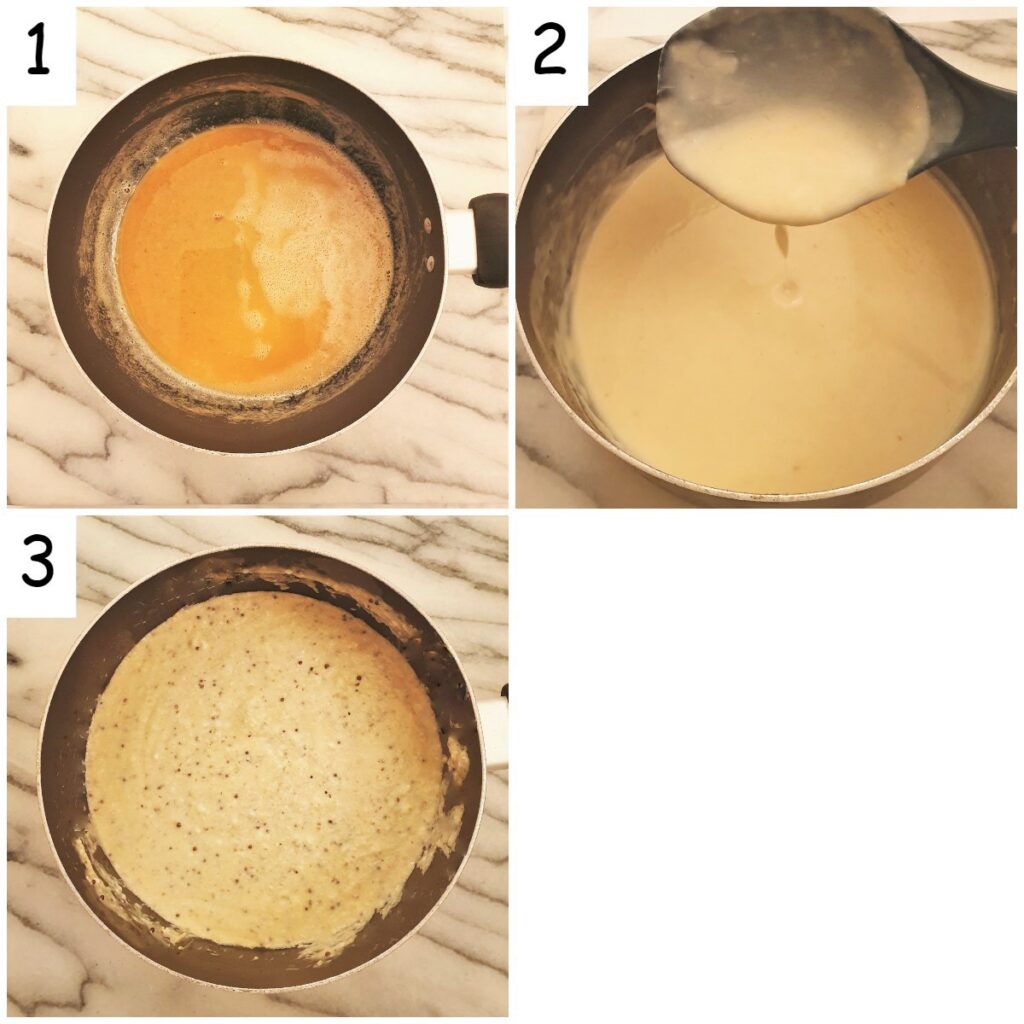 Steps for making honey mustard sauce..