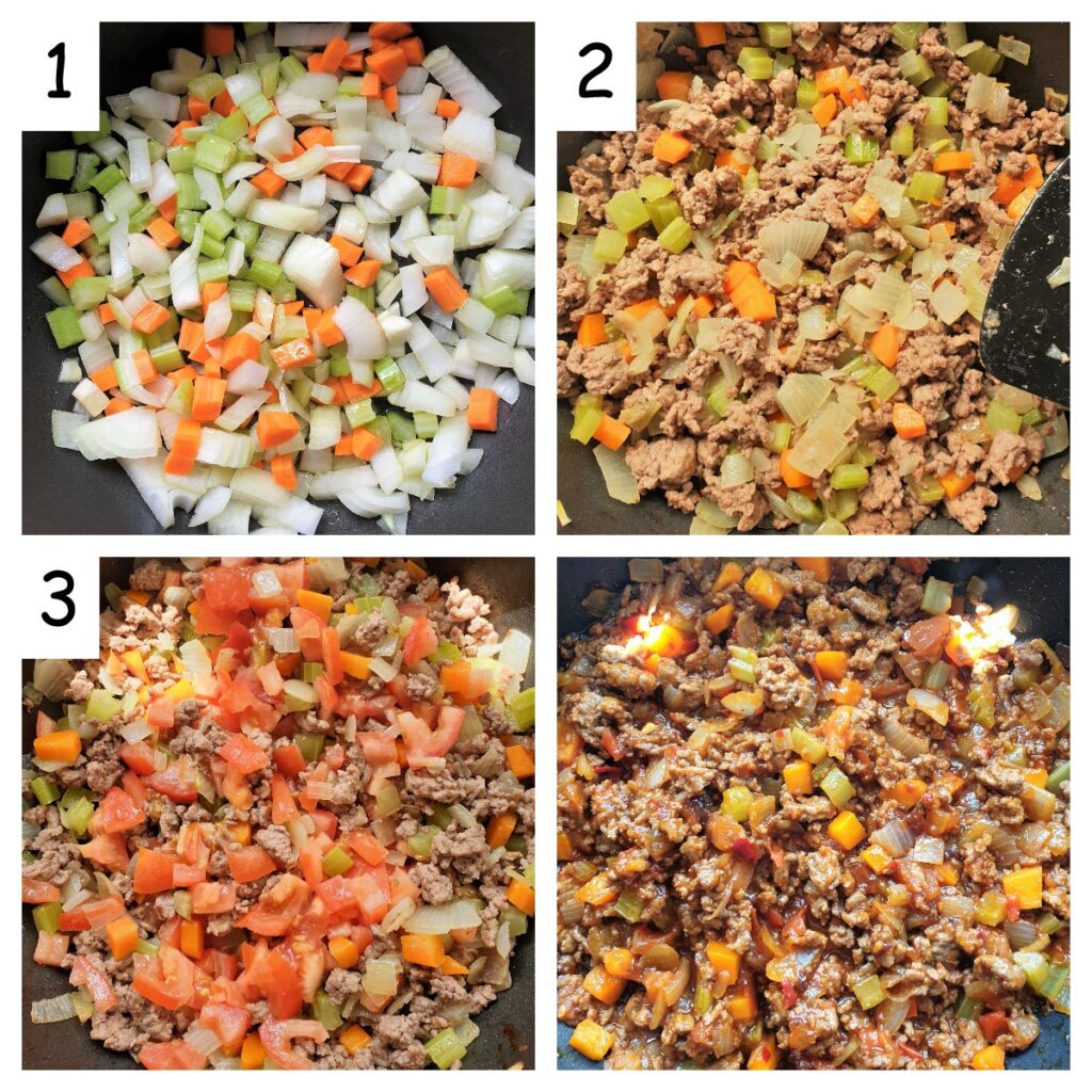 Steps for making the meat sauce