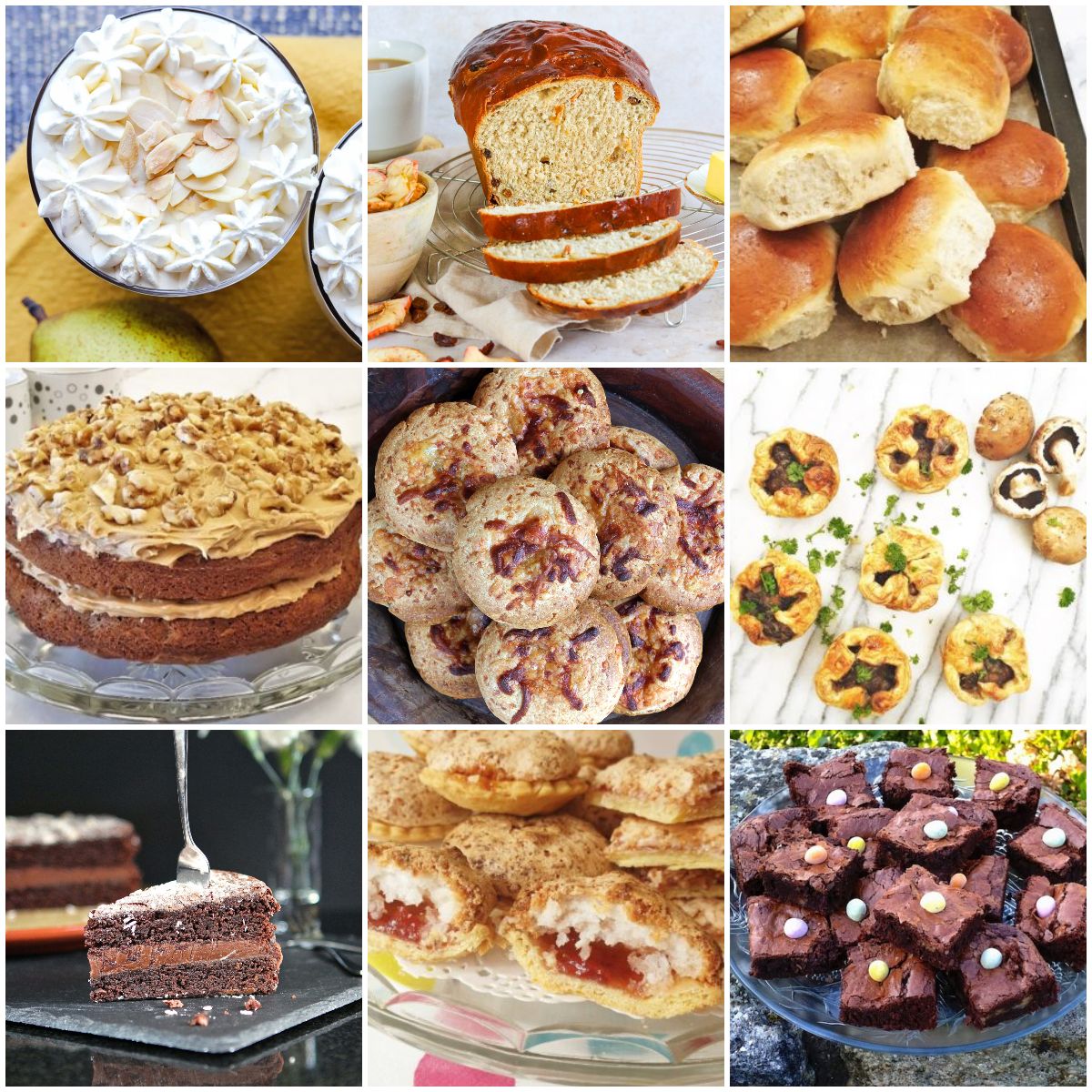 A collection of images from the easy baking recipes in this roundup.