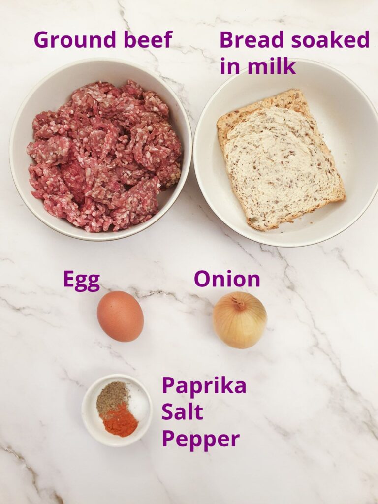 Ingredients for meatballs.