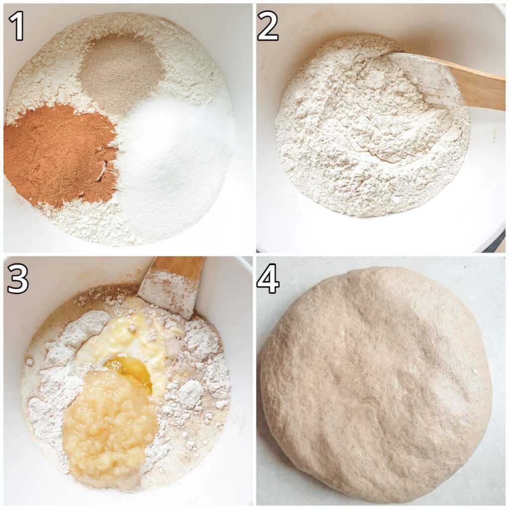 Steps for mixing the dough.