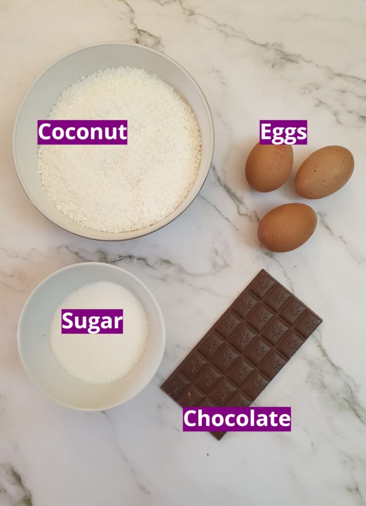 Ingredients for coconut macaroons.