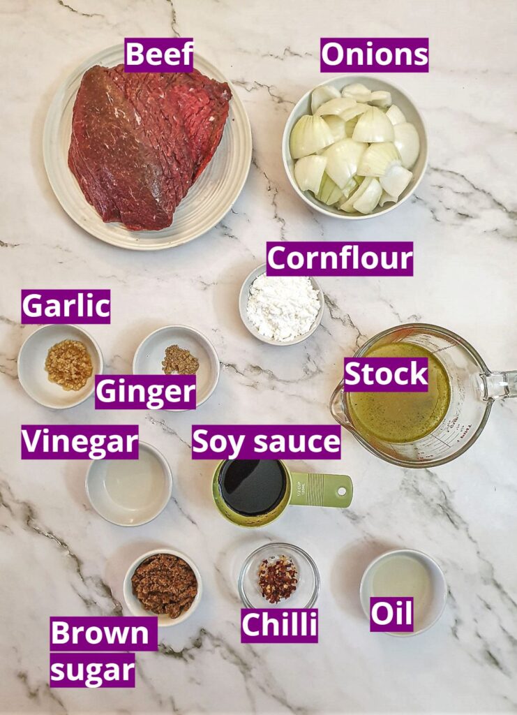 Ingredients for slow-cooker mongolian roast beef.