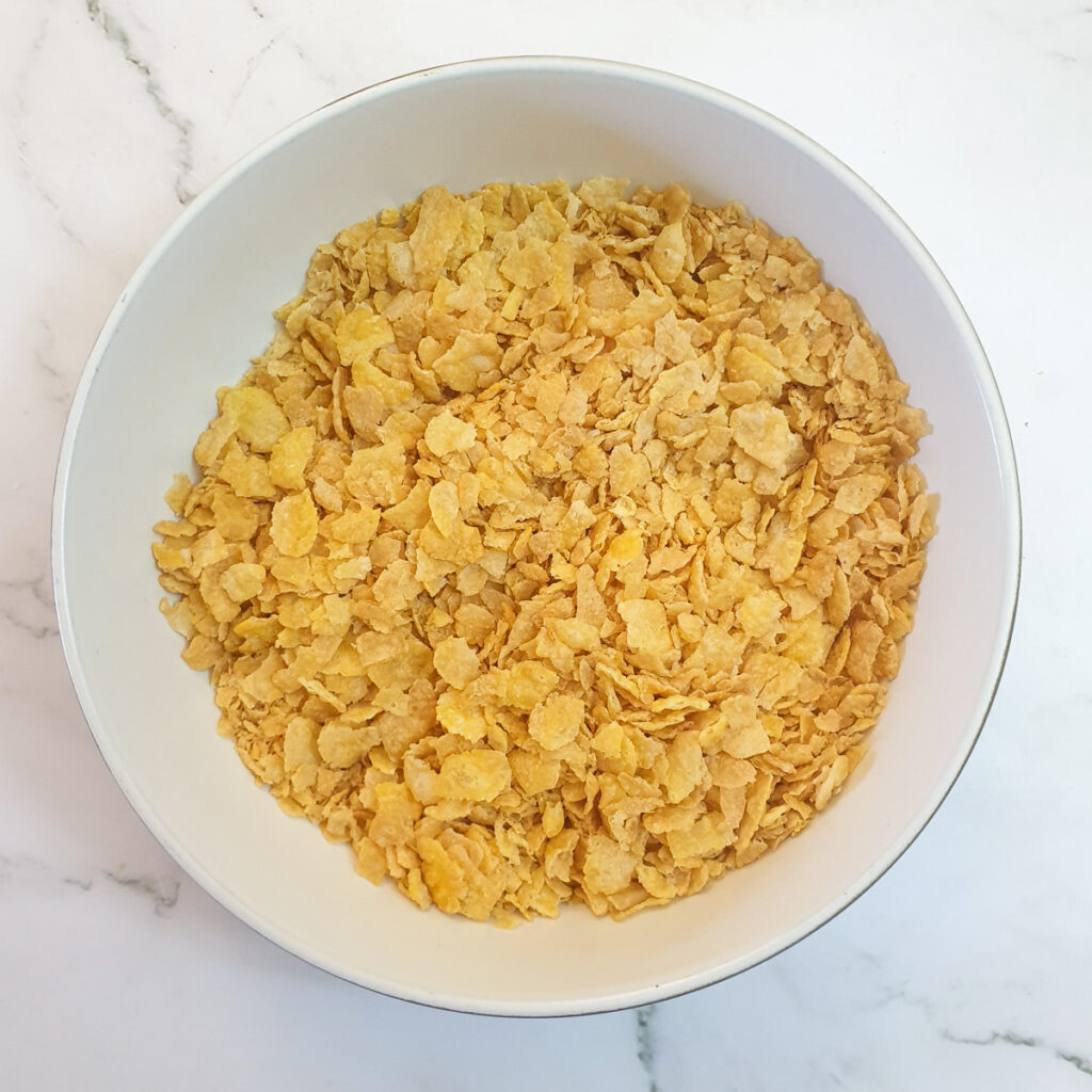 A bowl of crushed cornflakes.