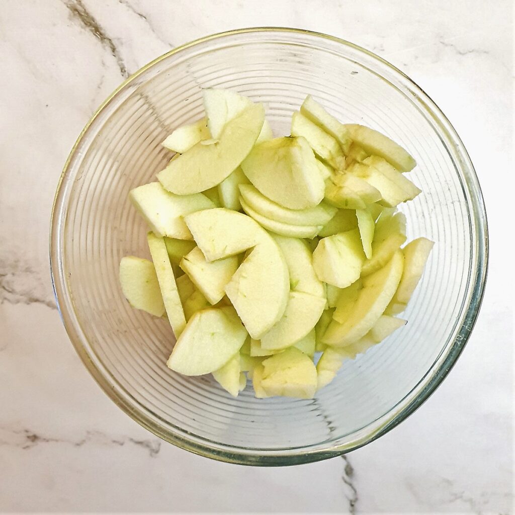 Sliced apples in a bowl.