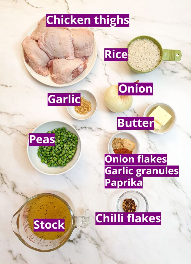 Ingredients for garlic chicken ovenbake.