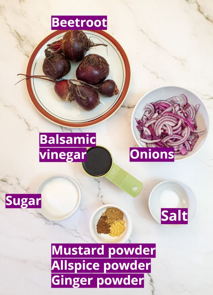 Ingredients for spicy beetroot salad.