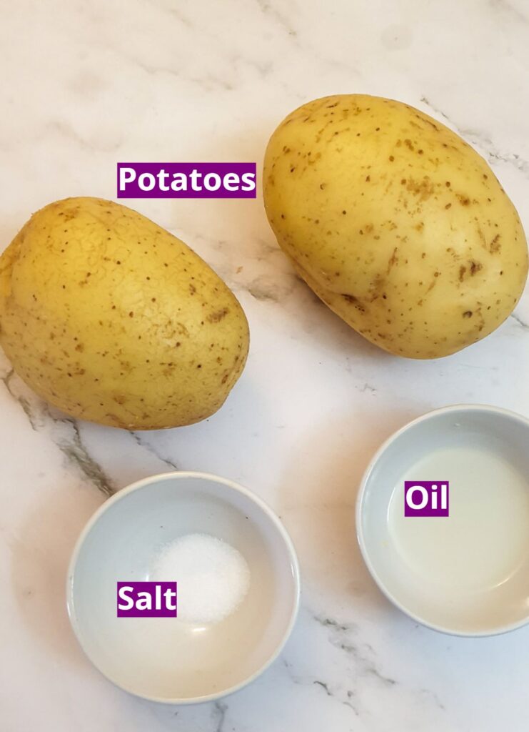 Ingredients for air-fryer baked potatoes.