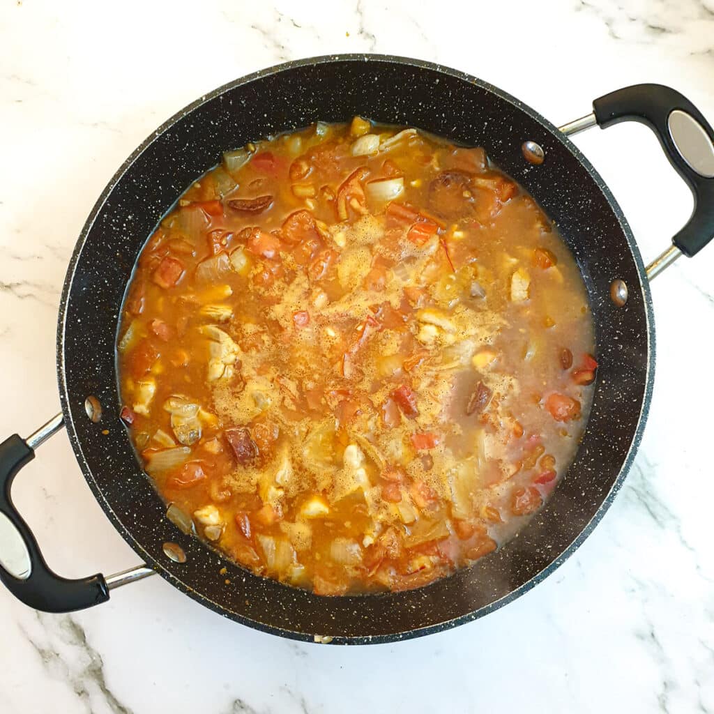 Paella with the addition of the stock.