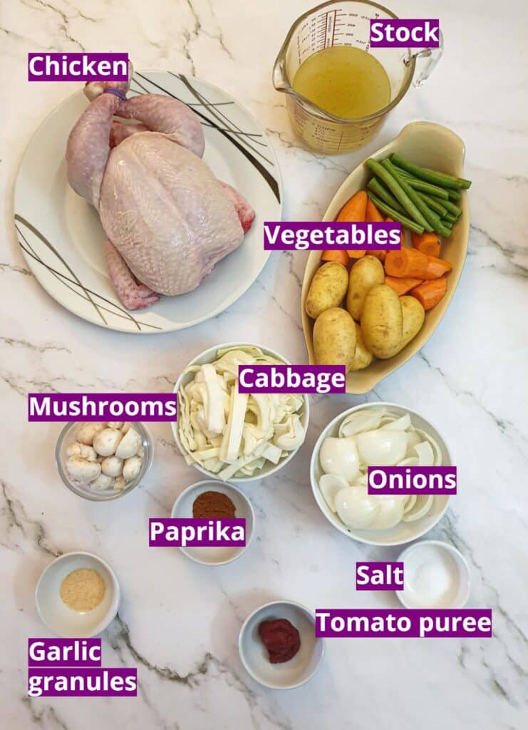 Ingredients for slow-cooker roast chicken.