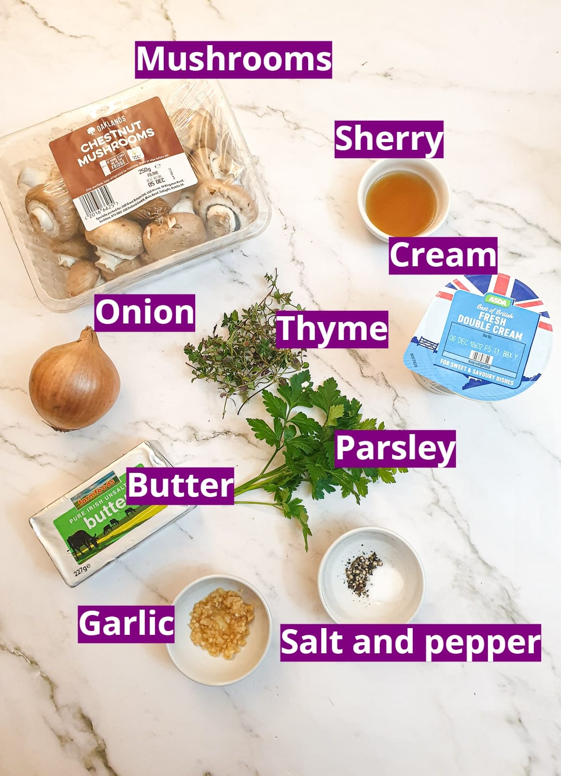Ingredients for mushroom pate.