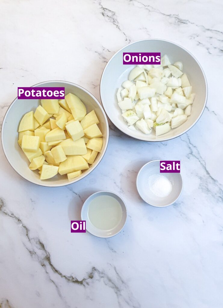 Ingredients for saute potatoes and onions.