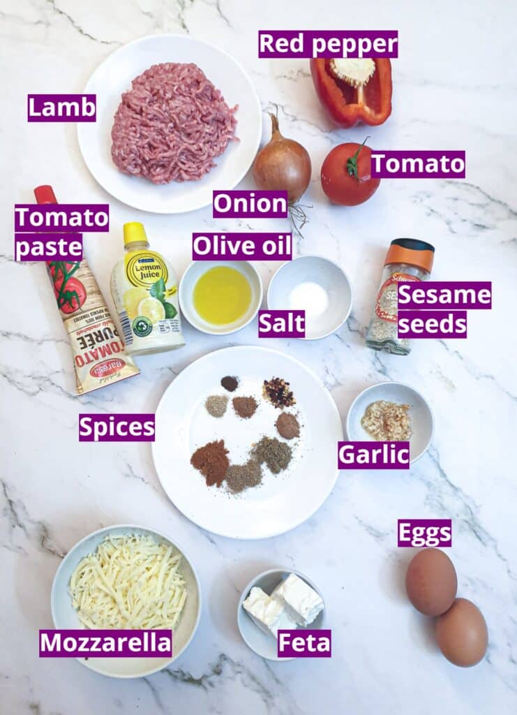 Ingredients for lamb filling.