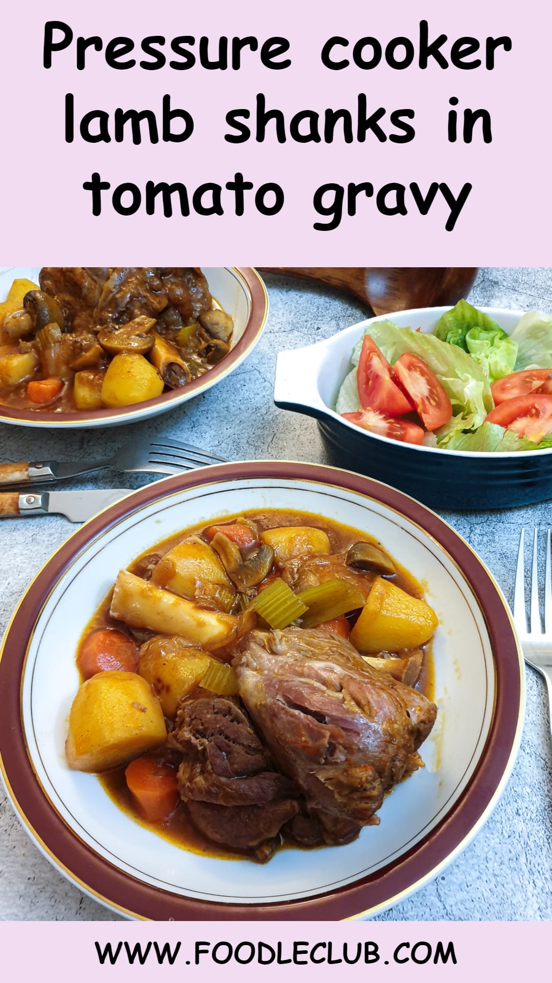 Pressure cooker lamb shanks in a rich tomato gravy - Foodle Club