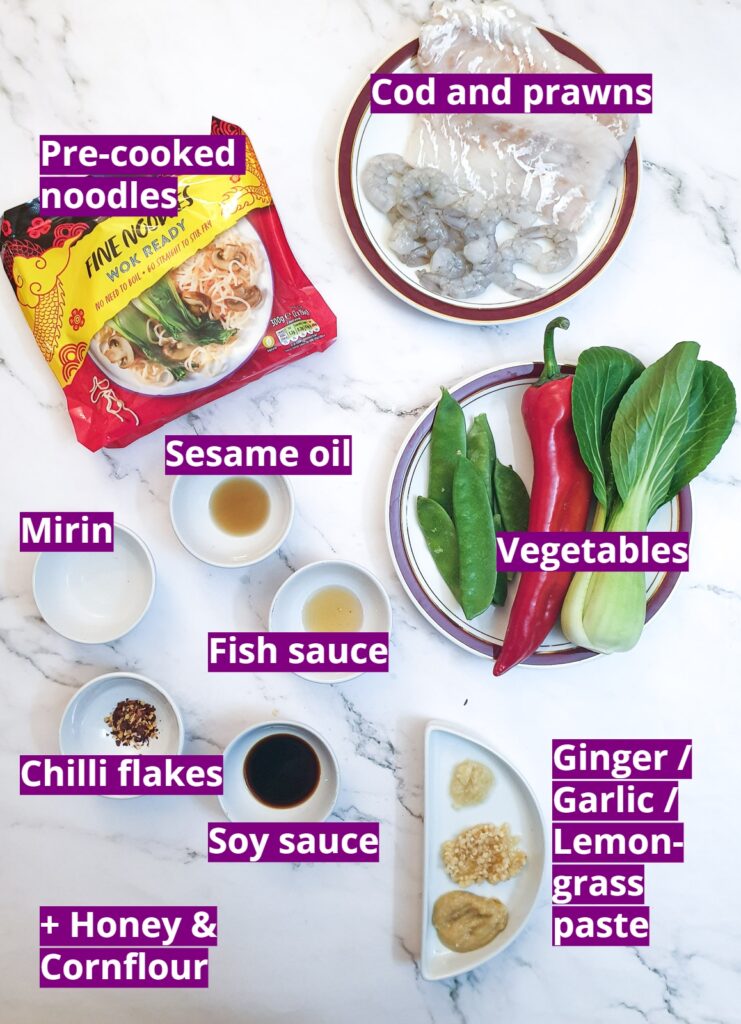 Ingredients for Thai fish parcels.