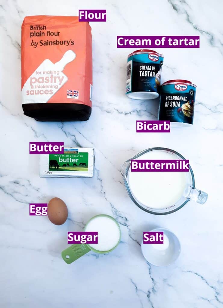 Ingredients for buttermilk rusks.