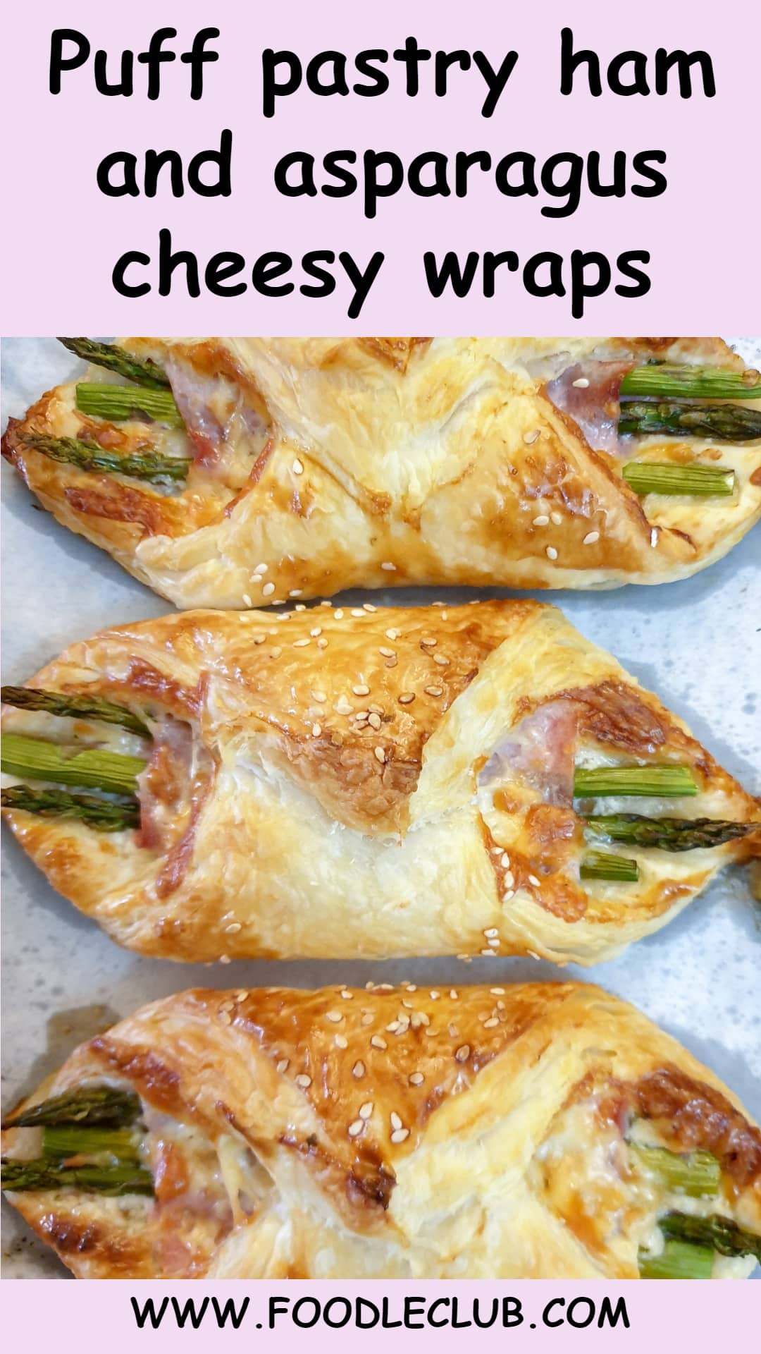 Puff pastry asparagus and ham wraps with cheese Foodle Club
