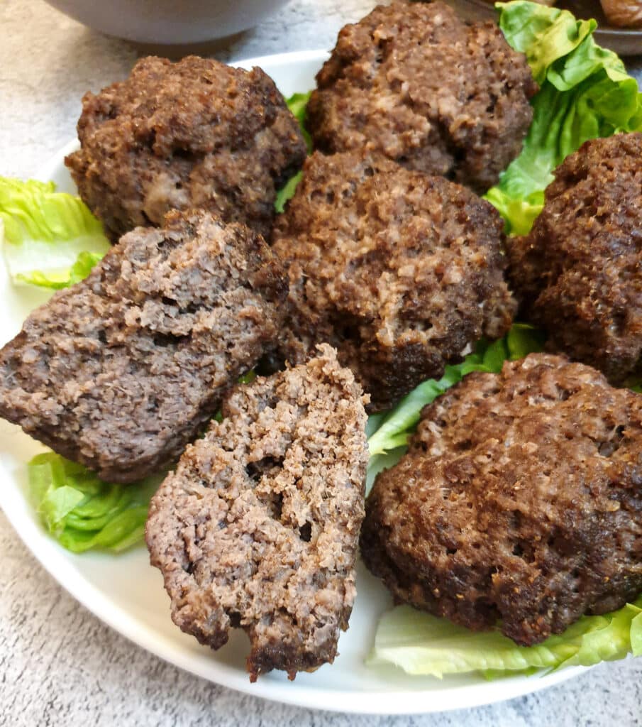 Close up of boerewors patties.