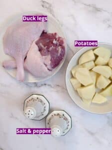Oven-baked duck legs with potatoes and plum sauce - Foodle Club