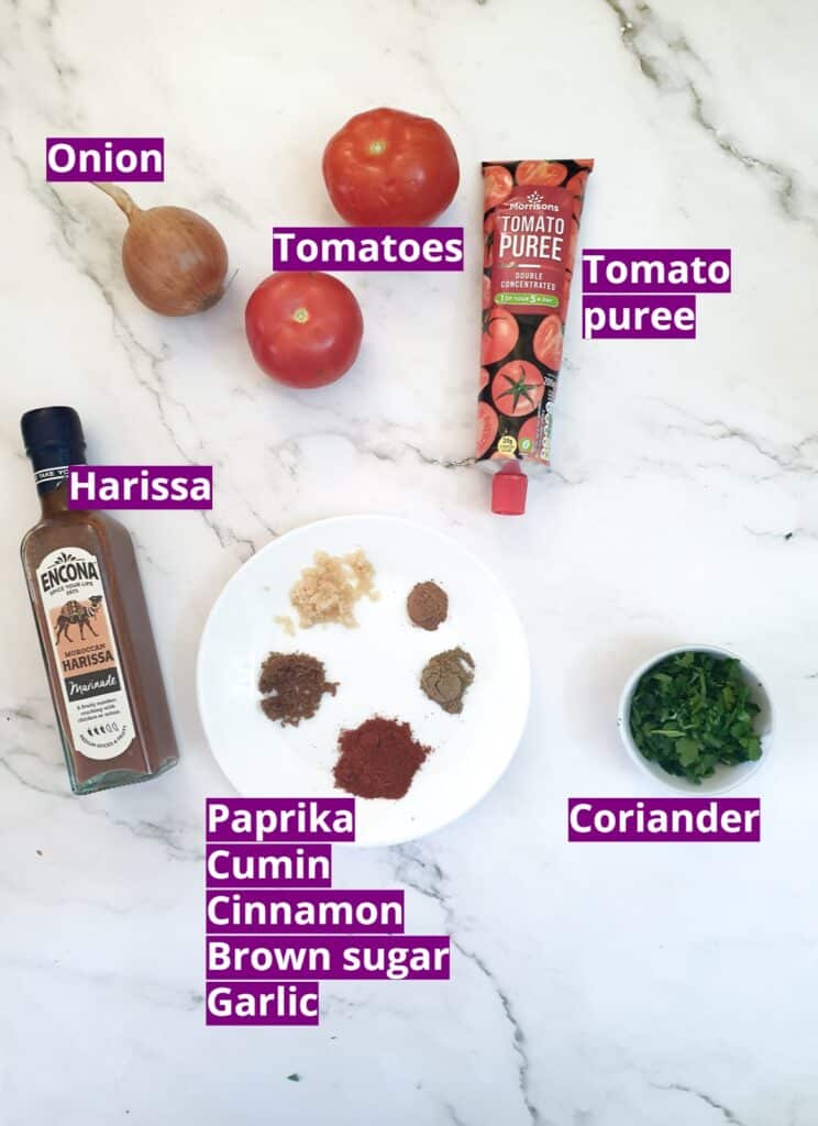 Ingredients for homemade tomato sauce.