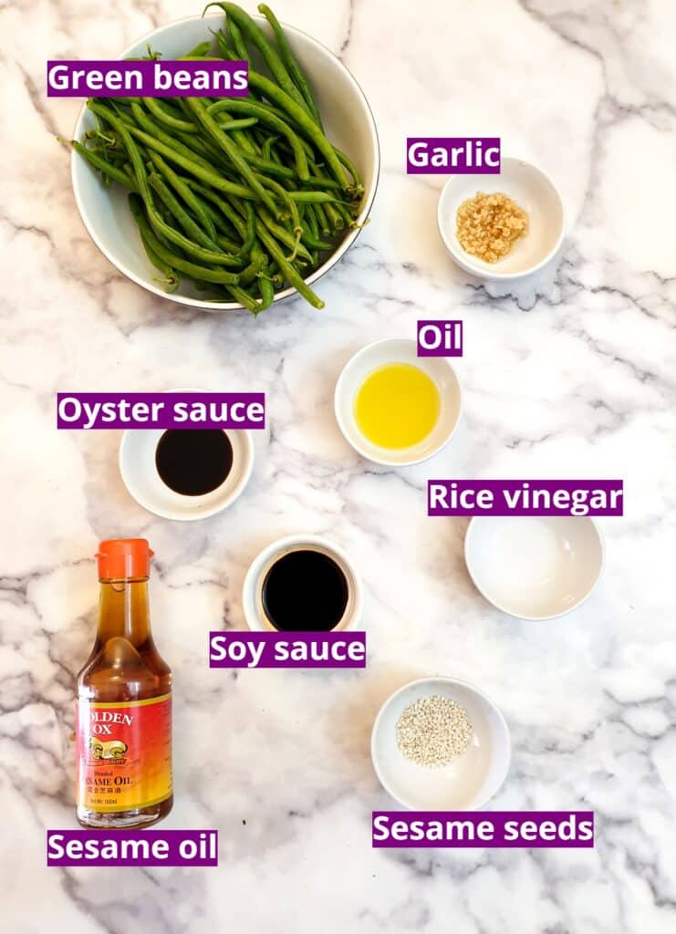 Ingredients for Chinese garlic green beans.