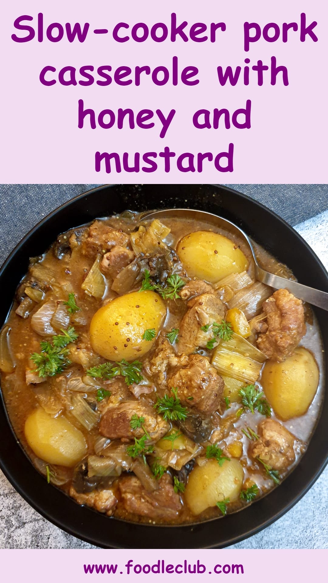 Slowcooker pork casserole with honey and mustard Foodle Club