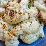 Close up of browned roasted cauliflower.