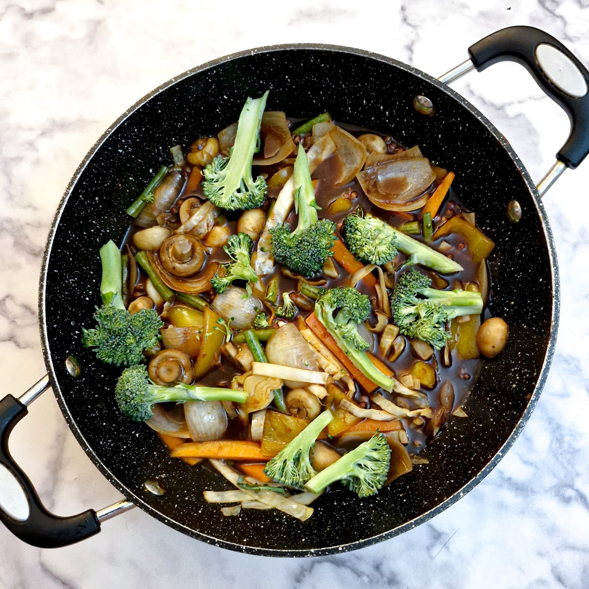 Broccoli add to the frying pan.