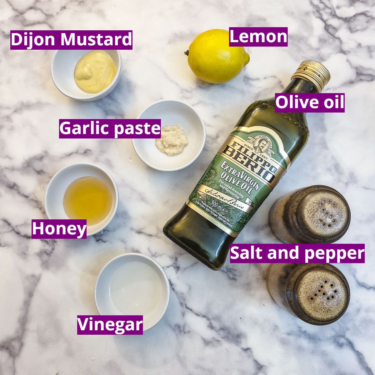 Ingredients for the honey mustard dressing.