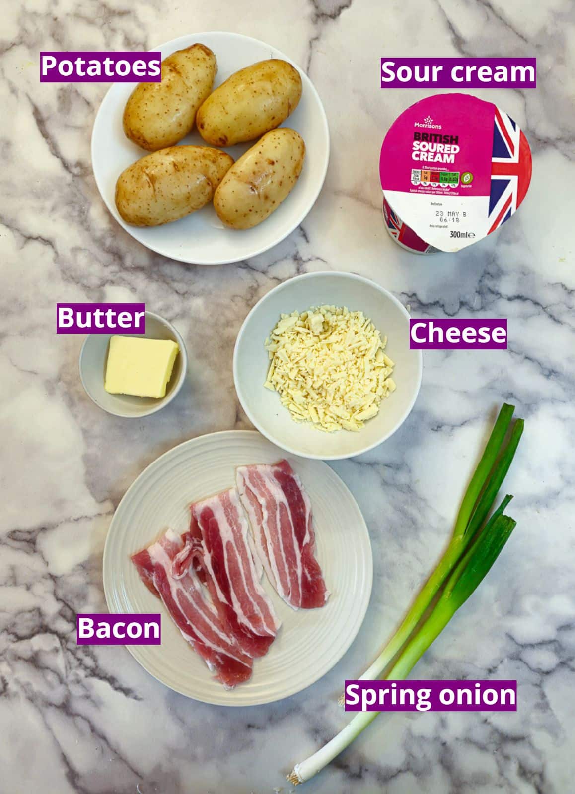 Ingredients for stuffed potato skins.