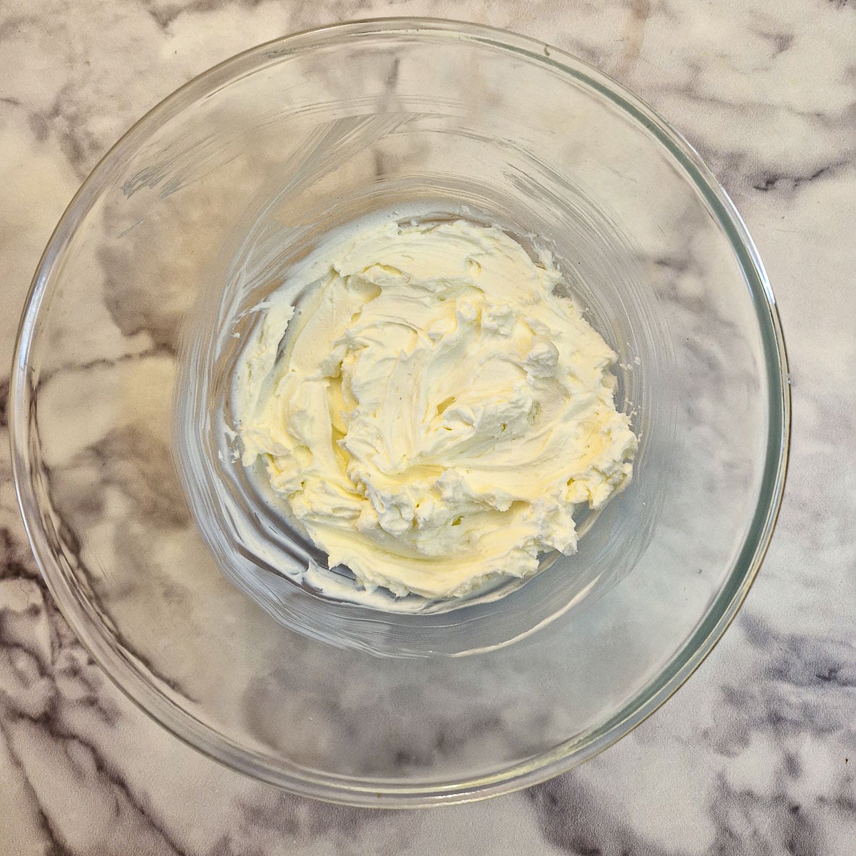 Mascarpone cheese and icing sugar mixed together.