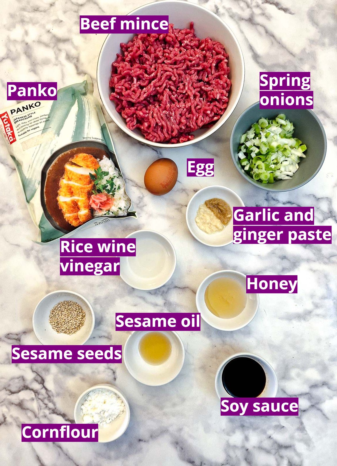 Ingrdients for sticky teriyaki meatballs.