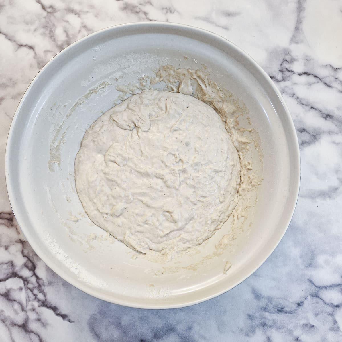 Focaccia dough which has doubled in size.