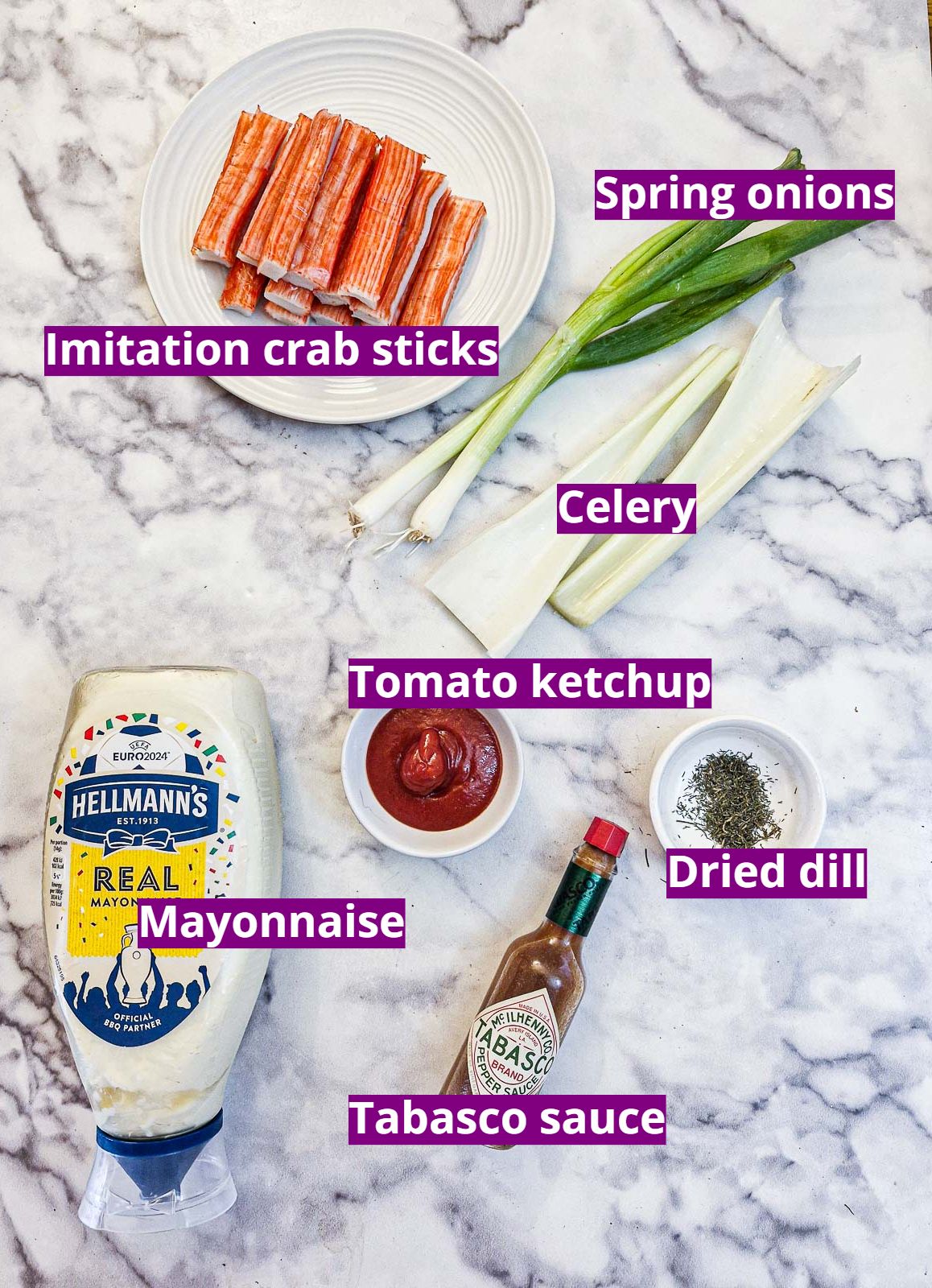 Ingredients for imitation crab starter.