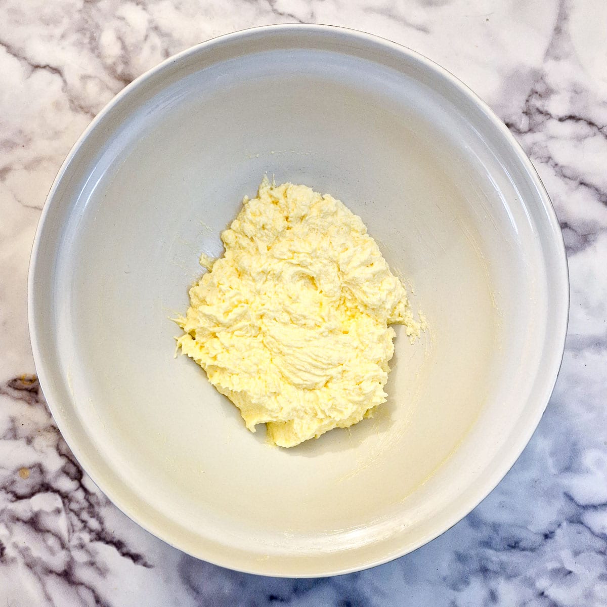 Cake batter after the addition of 2 eggs.