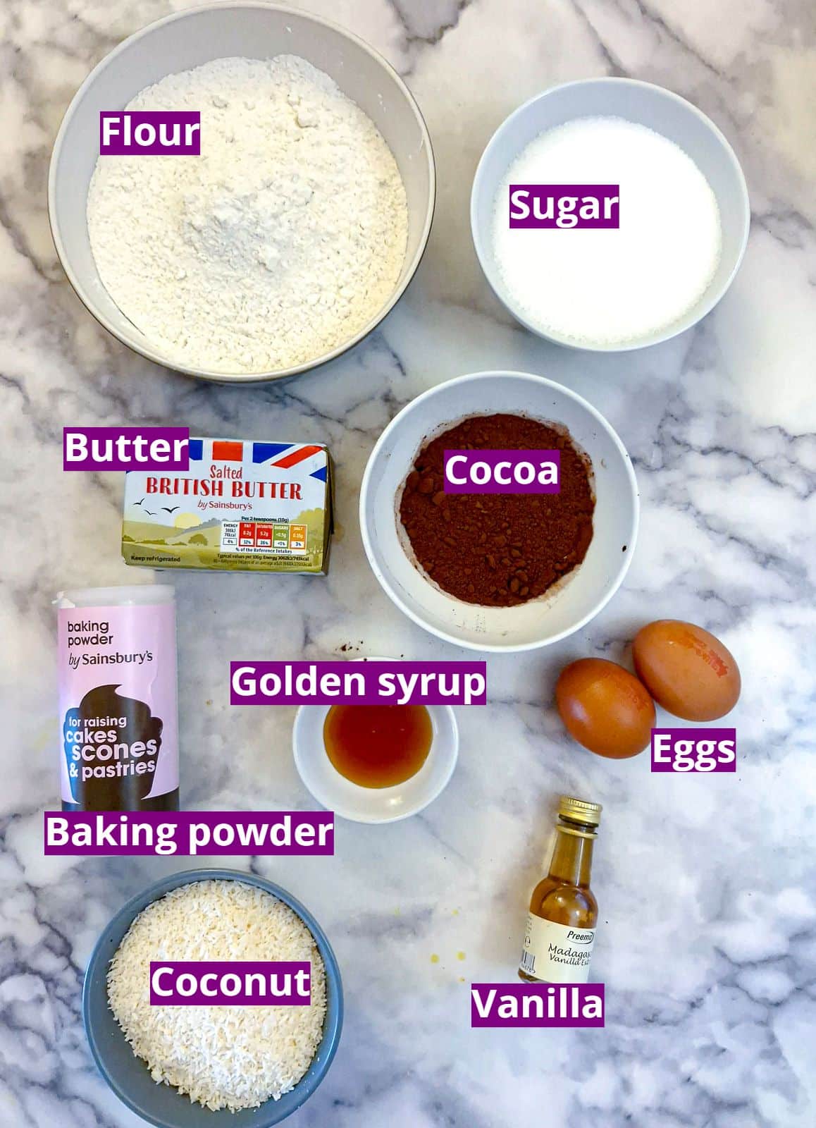 Ingredients for making romany creams.