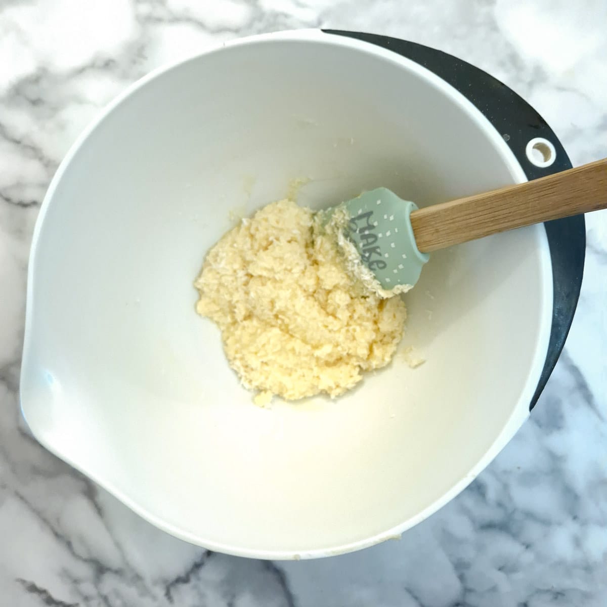 Desiccated coconut mixed with eggs and sugar.