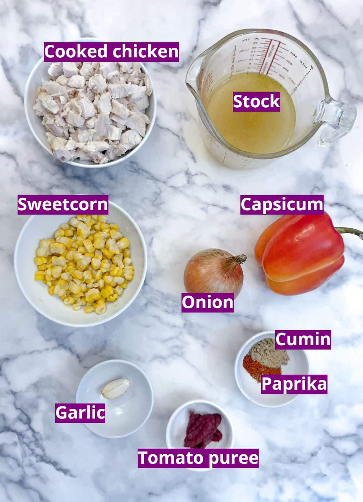 Ingredients for chicken empanada filling.