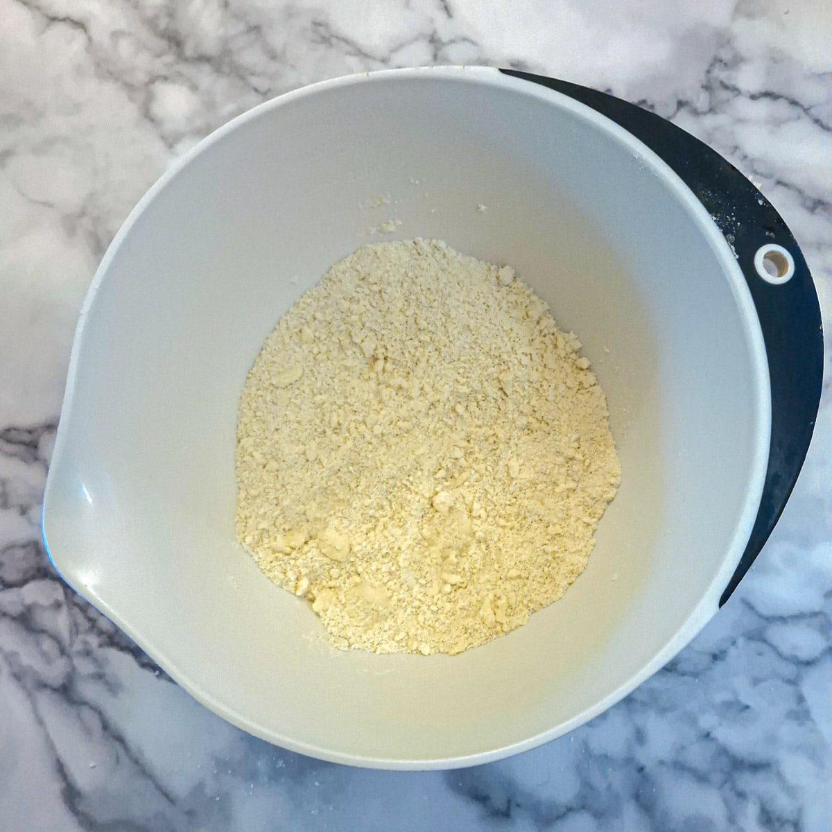 Flour and butter rubbed together to form fine breadcrumbs.
