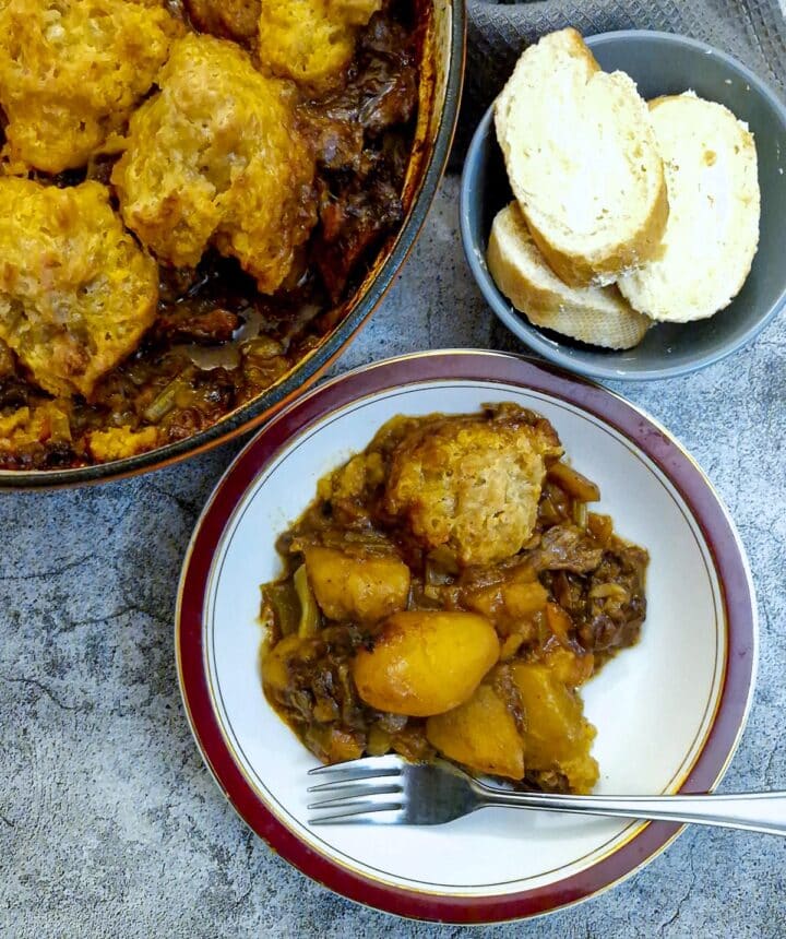 Hearty beef casserole with suet dumplings - Foodle Club