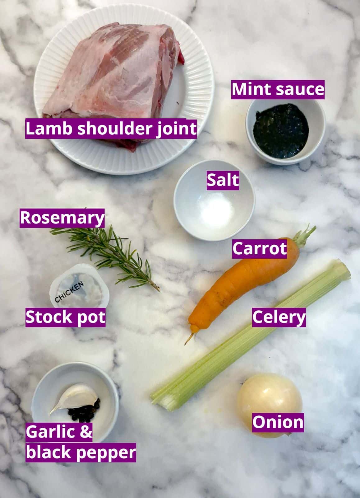 Ingredients for slow-cooker lamb shoulder.