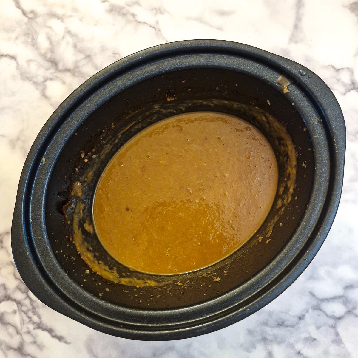 Oxtail gravy after being blended.