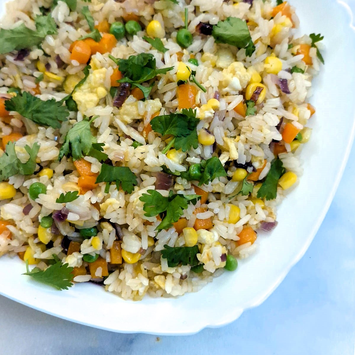 Close up of Thai vegetable fried rice.