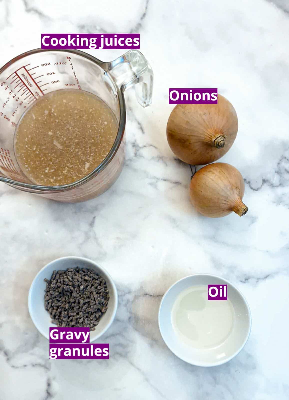 Ingredients for onion gravy.