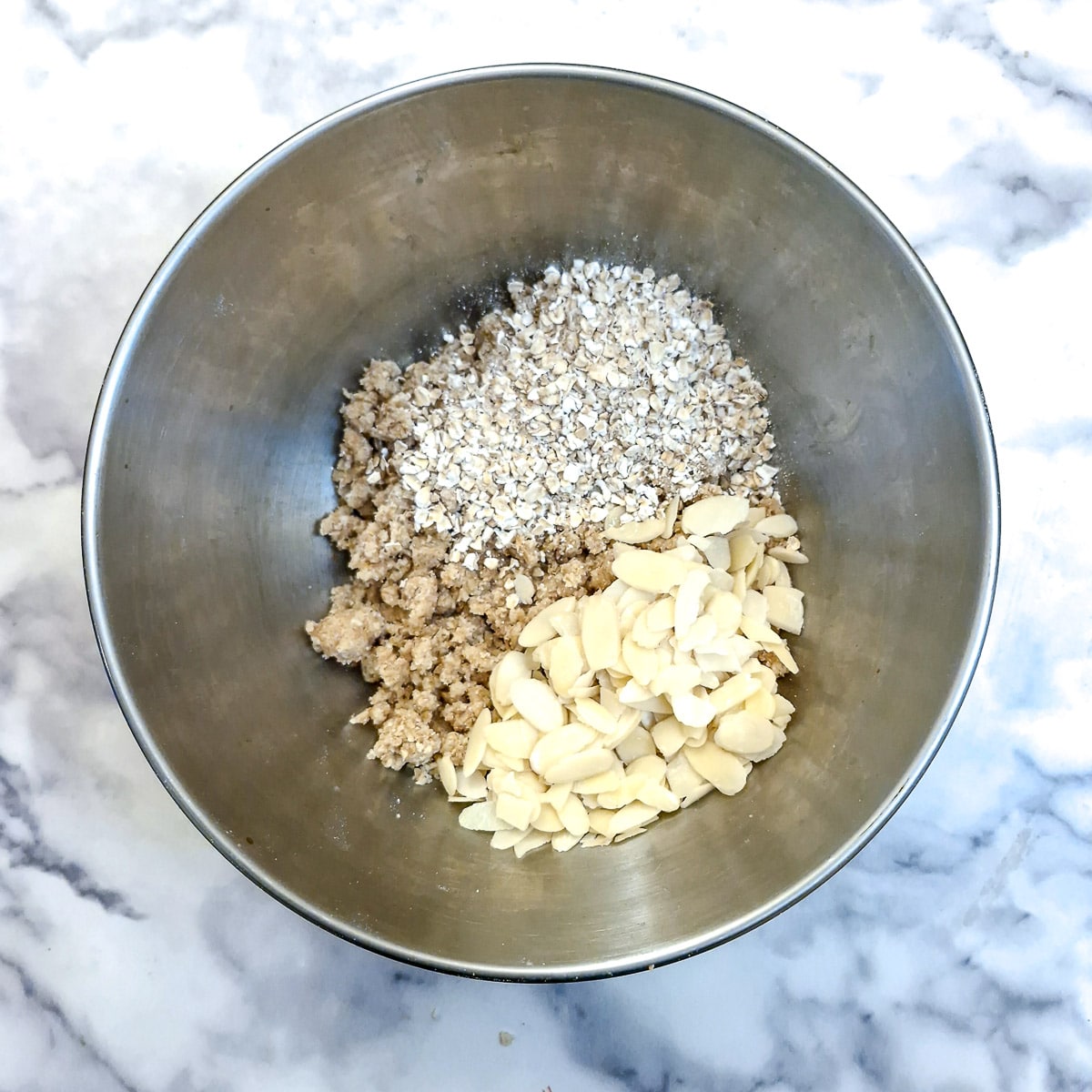 Oats and almonds added to the crumble topping.