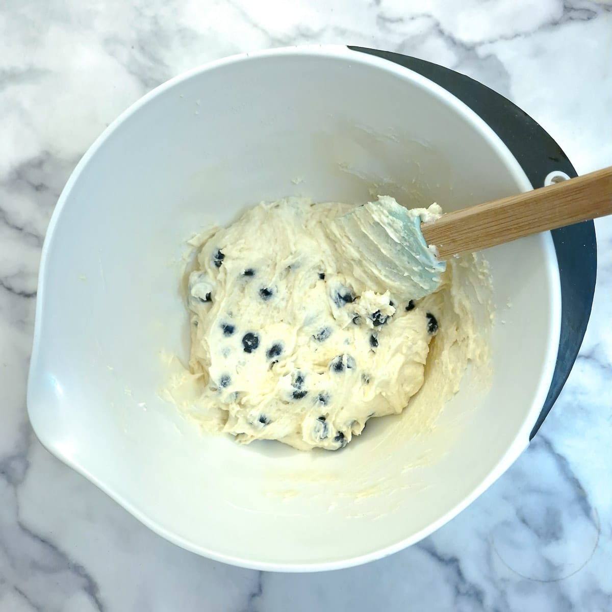 Fresh blueberries mixed into the batter.